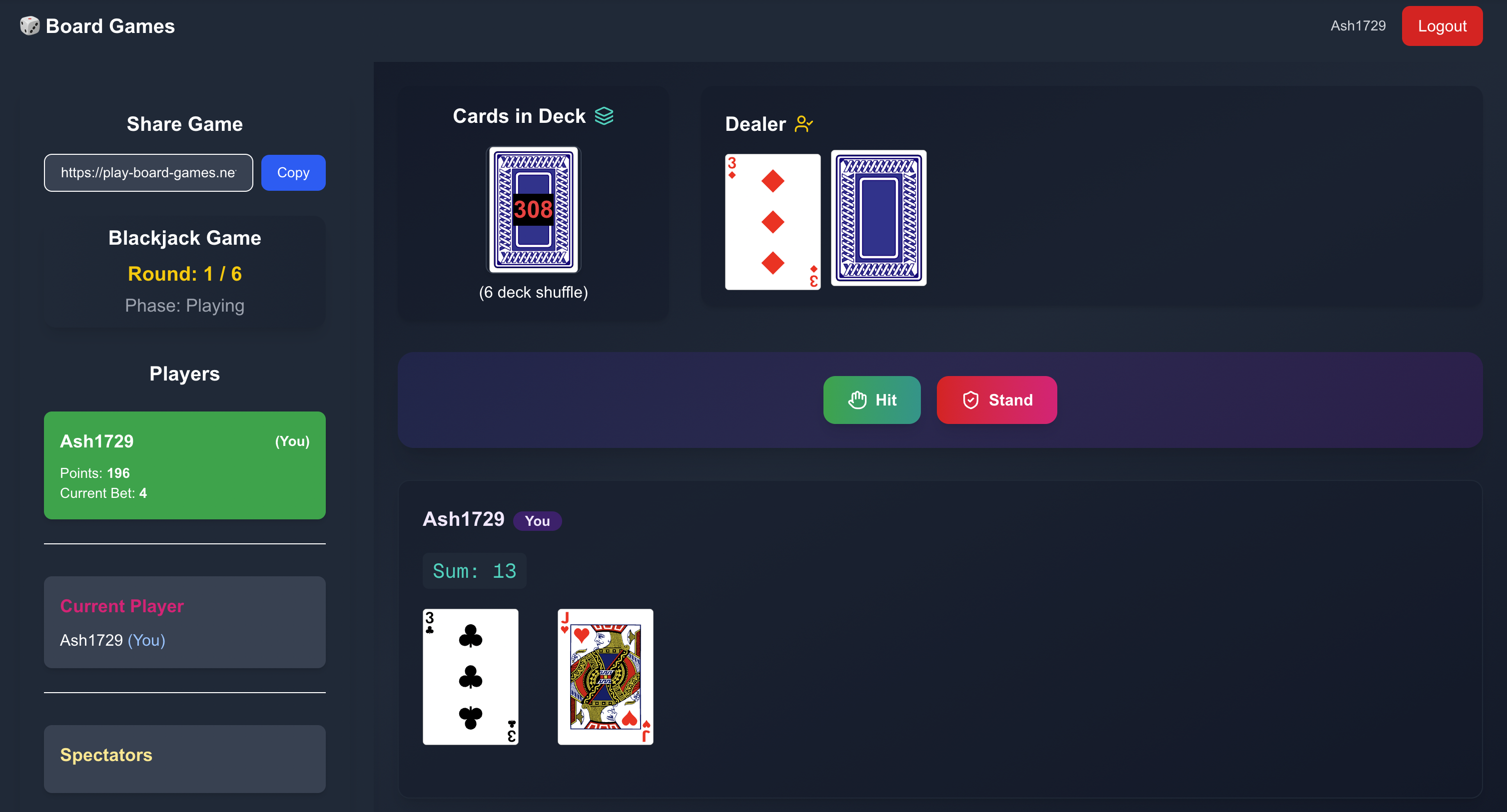 Board Games - Real Time Multiplayer Game App