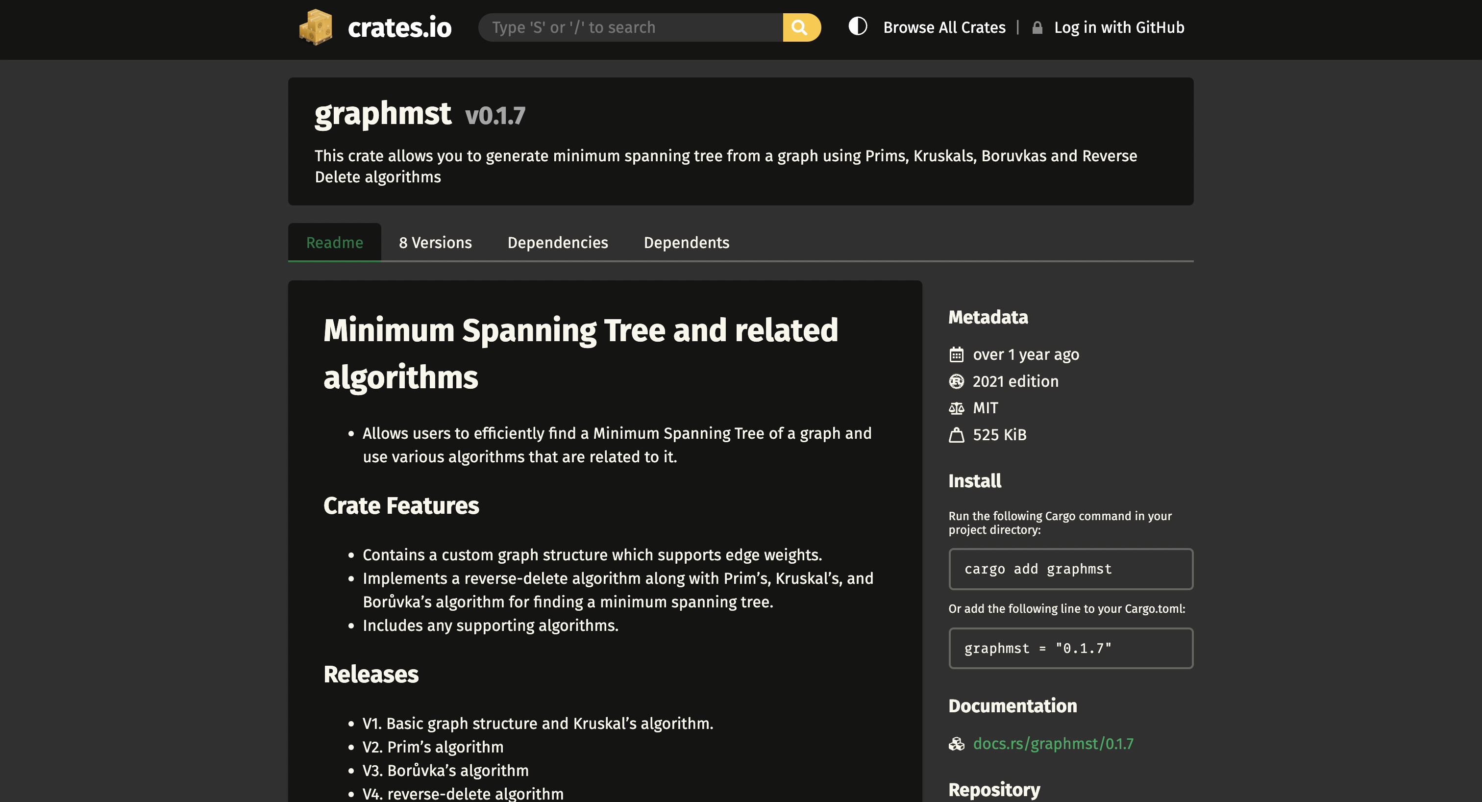 graphmst - published to crates.io